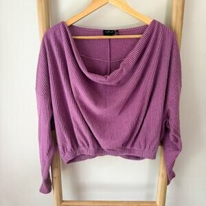 Out From Under Urban Outfitters Purple Ribbed Velvet Sweater Scoop Neck Top M